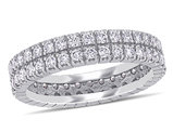 1.00 Carat (ctw) Double Row Diamond Eternity Wedding Band Ring in 14k White Gold